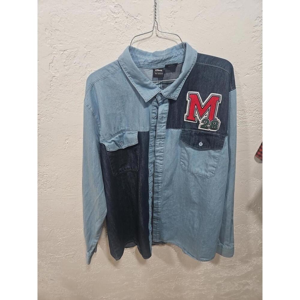 Disney Adult Mickey Mouse Denim Shirt Unisex Size XL